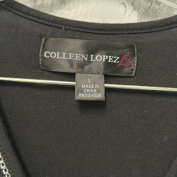 Colleen Lopez Women’s Black Short Sleeves V Neck Top Size L - Picture 4 of 9